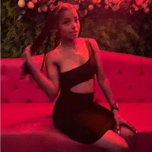 black mini dress with cut out